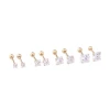 Cross-border threaded 4-prong round zircon titanium steel ear stud, Korean-style women's simple stainless steel ear stud with diamond earrings Item Picture